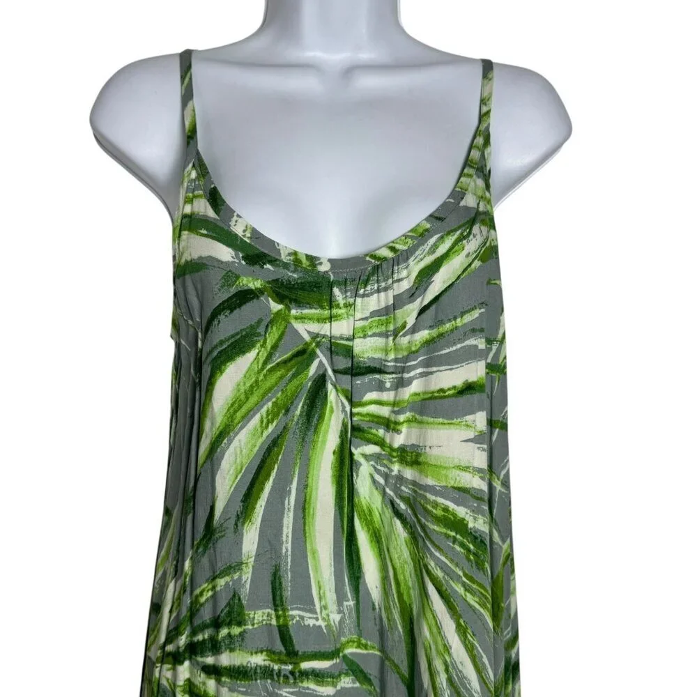Jams World Ariana Midi Dress size Small Manoa Print W3104 green gray leaf print - Picture 4 of 11
